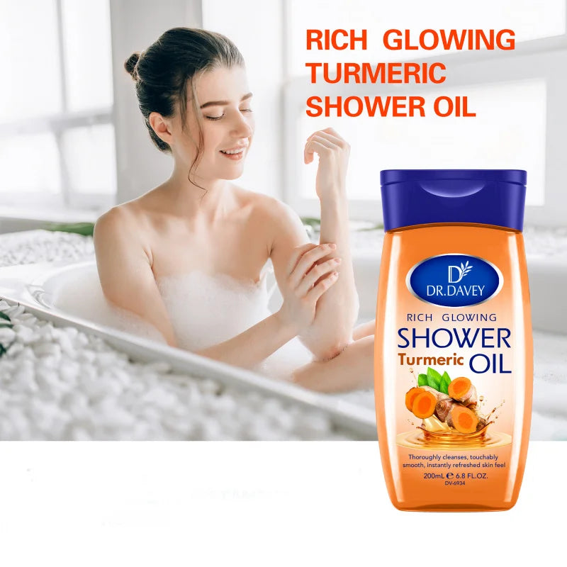 DR.DAVEY 200ml Turmeric Shower Oil – Moisturizing Body Wash Shower Oil Qst