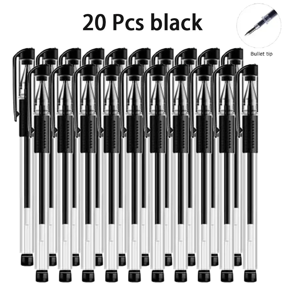 20-Pack Minimalist Gel Rollerball Pens – Smooth Writing Gel Rollerball Pens Qme 20 black