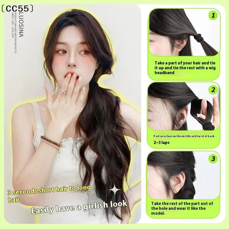 Natural Wave Fake Ponytail Extension – Elastic Band Low Tie Ponytail Hair Extension Qst