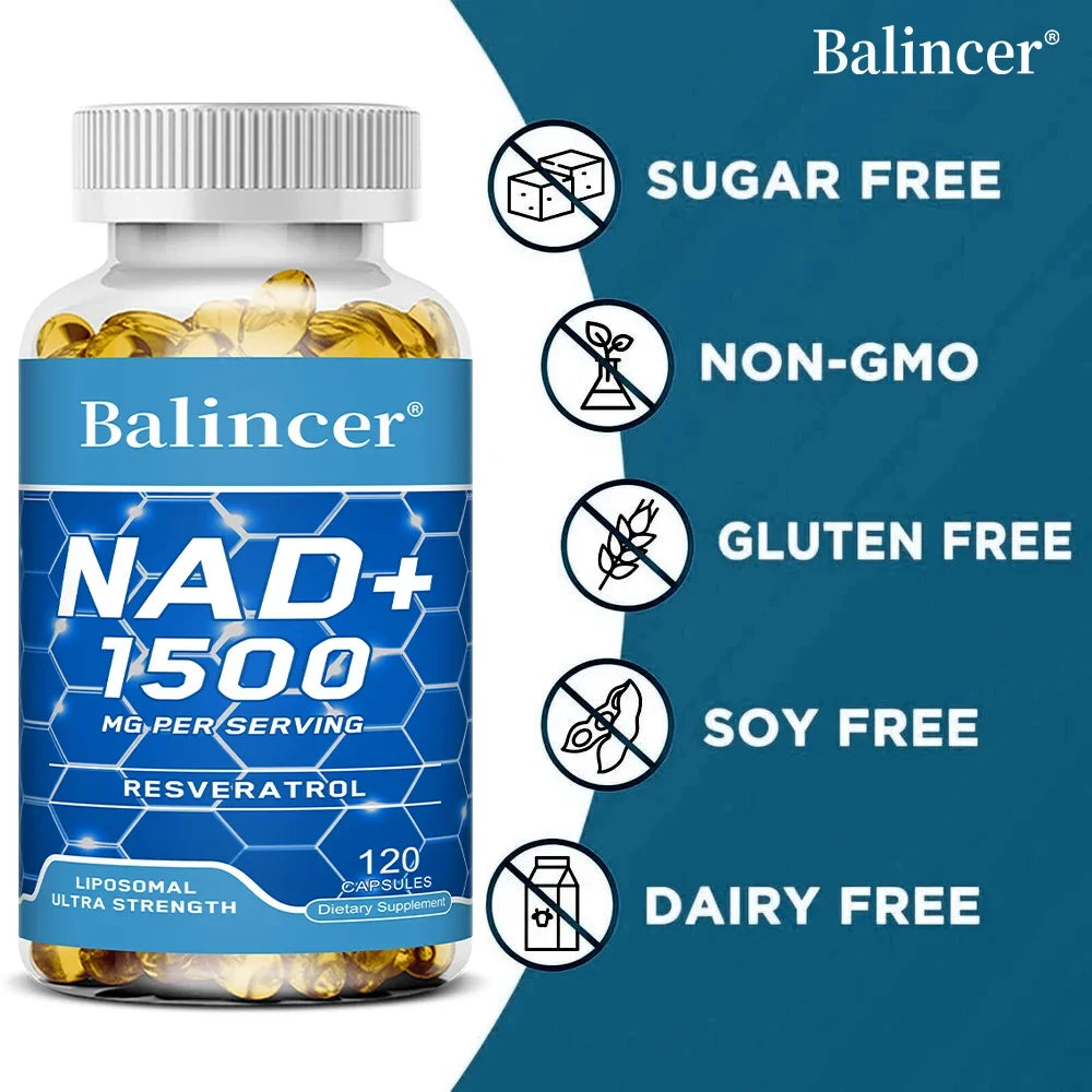 NAD+ & Resveratrol Supplement – Energy, Focus & Memory | 120 Caps NAD+ Supplement Qst