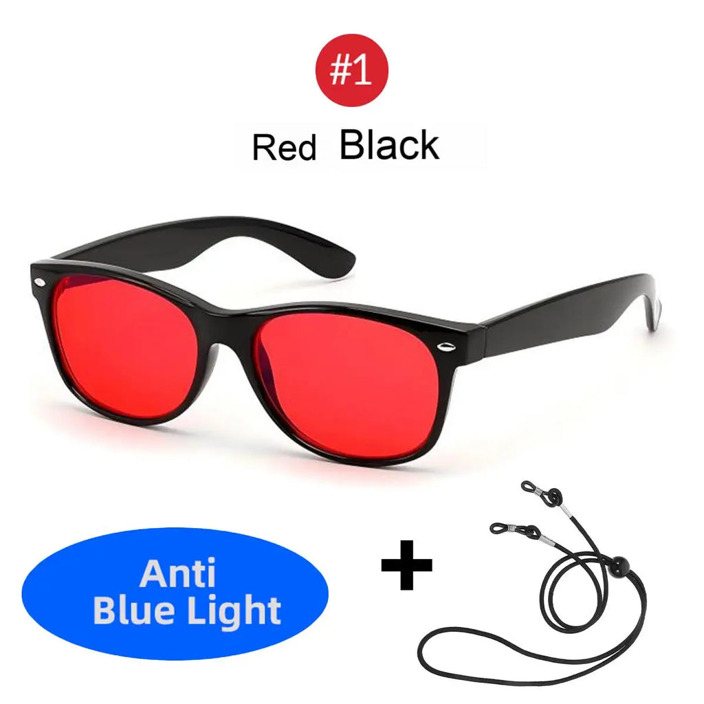 VOPHA Square Blue Light Blocking Glasses with Retainer Strap S71 Blue Light Glasses Qst Red Black