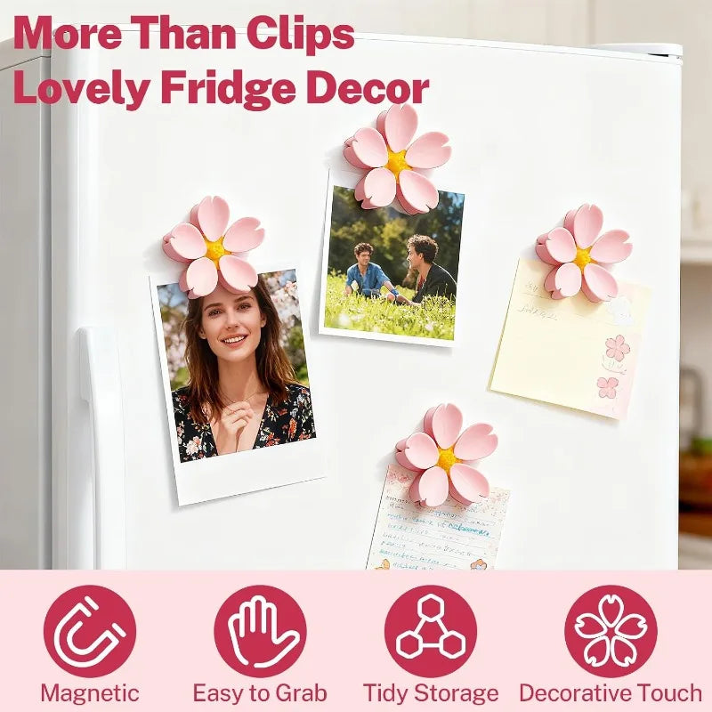 Sakura Magnetic Bag Sealing Clips – Petal Fridge Clips Set Magnetic Sealing Clips Qme