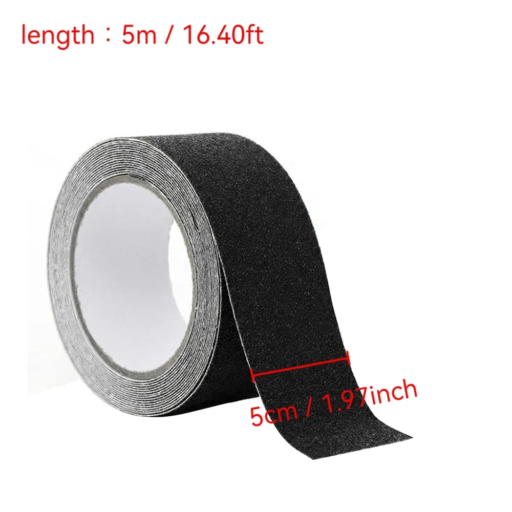 5M Self-Adhesive Non-Slip Grip Tape for Shower, Stairs & Floor Non-Slip Safety Tape Qme Black 5cmX5m