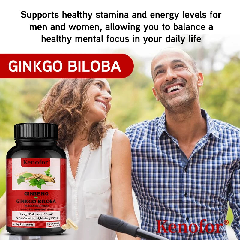 Ginseng & Ginkgo Biloba Capsules – Memory & Focus Support Herbal Supplement Qst
