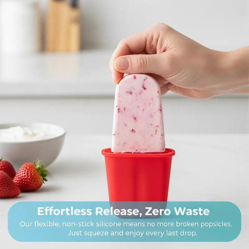 Silicone Popsicle Molds 6-Pack – Leak-Proof, Easy Release Popsicle Mold Set Qst