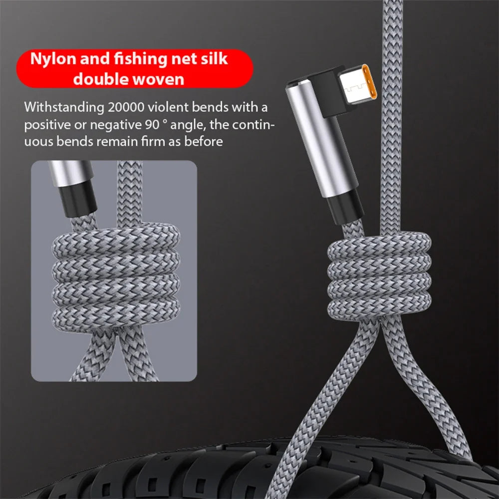 USB-A to USB-C 90° Fast Charging Cable 60W | 1m–8m USB Charging Cable Qme