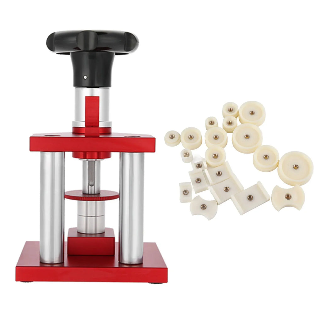Watch Back Case Press Tool with 20 Dies – Crystal Bezel Kit Watch Repair Press Tool Qme red