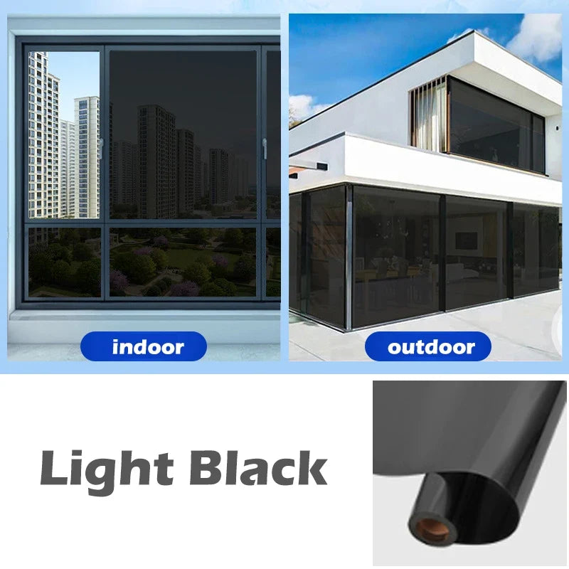 Double-Sided Privacy Window Film – UV Block & Sun Shade Privacy Window Film Qme light black 40x200cm