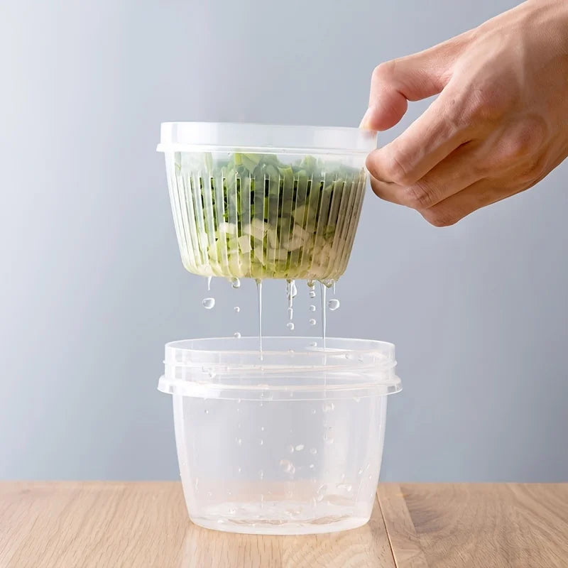 Scallion & Veggie Keeper Fridge Box with Drainage | 1 Pack Produce Storage Box Qme