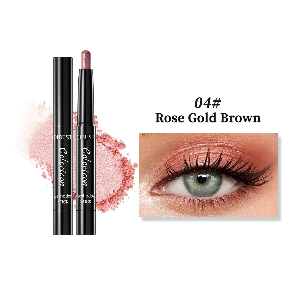 QIBEST Pearlescent Shimmer Eyeshadow Stick – Long-Lasting Glitter Eyeshadow Stick Qme