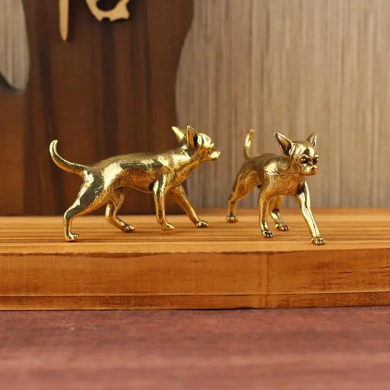 Brass Hairless Dog Puppy Figurine – Decorative Home Ornament Brass Animal Figurine Qme