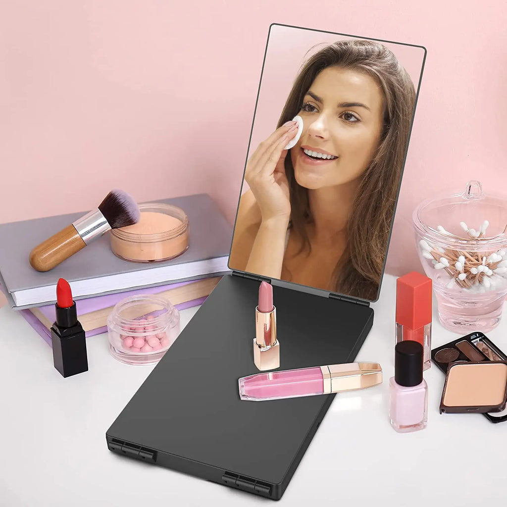 360° Trifold Travel Makeup Mirror with Adjustable Hook Trifold Vanity Mirror Qst