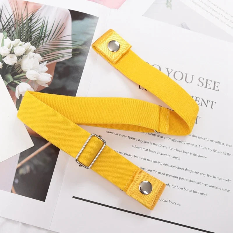 Women's Buckle-Free Elastic Invisible Belt – 29 Colors Elastic Invisible Belt Qme YELLOW 60-95cm China Mainland