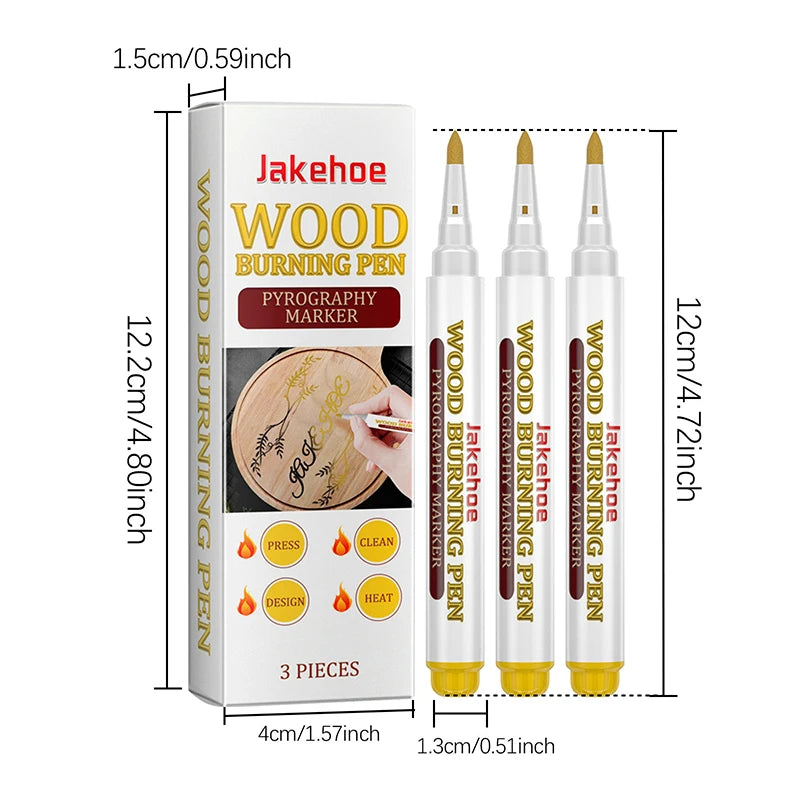 3-Pack Wood Burning Scorch Marker Pens – Heat Activated Wood Burning Markers Qst 3Pcs