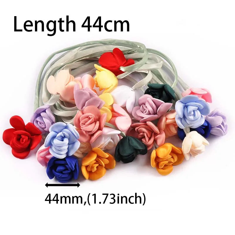 Rose Ribbon Hairband with Edge Clip | Polyester Ponytail Tie Ribbon Hair Accessory Qme