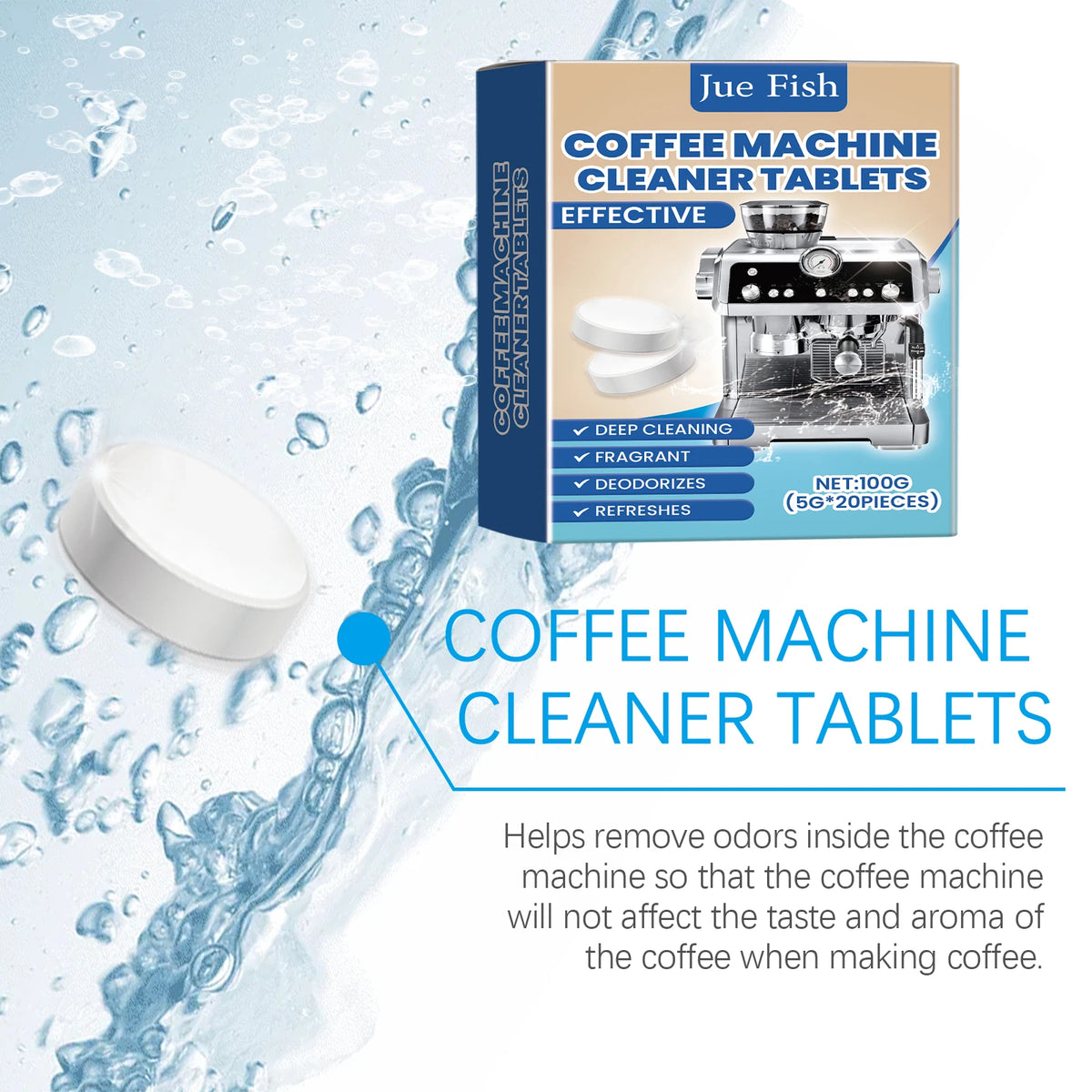 20-Pack Coffee Machine Cleaning Effervescent Tablets Coffee Machine Cleaner Qst
