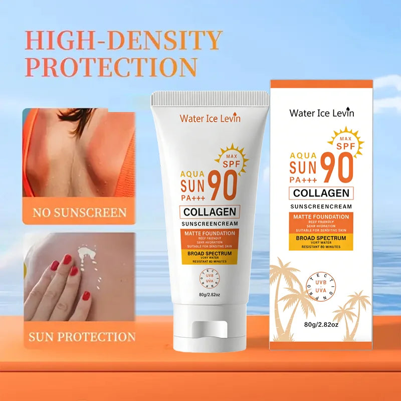 SPF 90 Collagen Sunscreen Cream – Matte, Reef Friendly, 36H Collagen Sunscreen Cream Qme