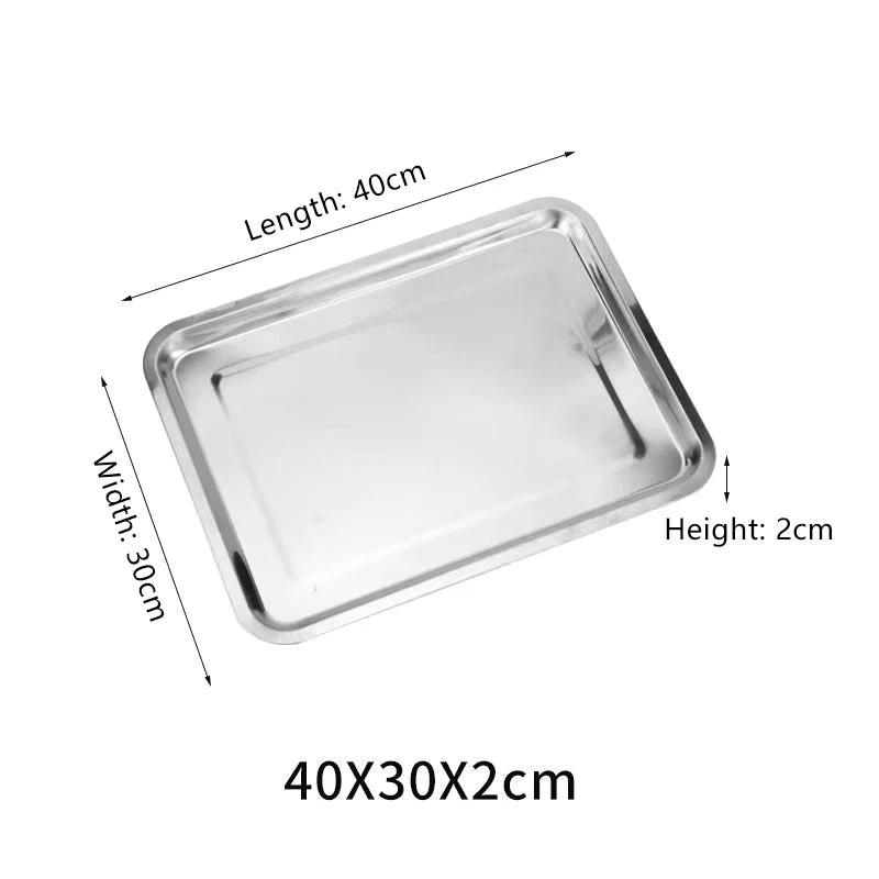 Stainless Steel Rectangle Serving Tray – BBQ & Kitchen Serving Tray Qst