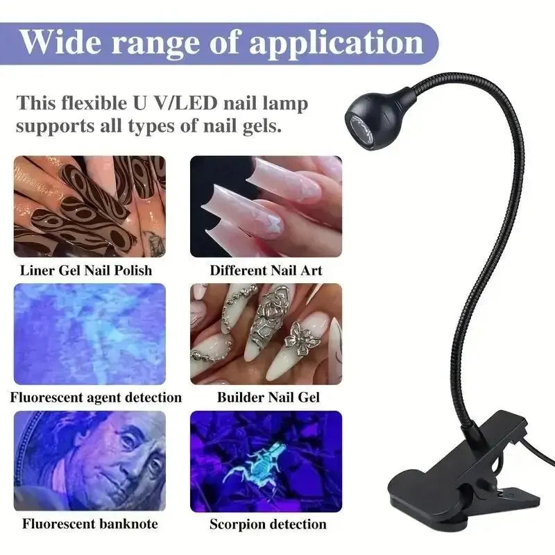 Portable LED Nail Lamp Clip Dryer for Gel Polish | Home Salon LED Nail Lamp Qme