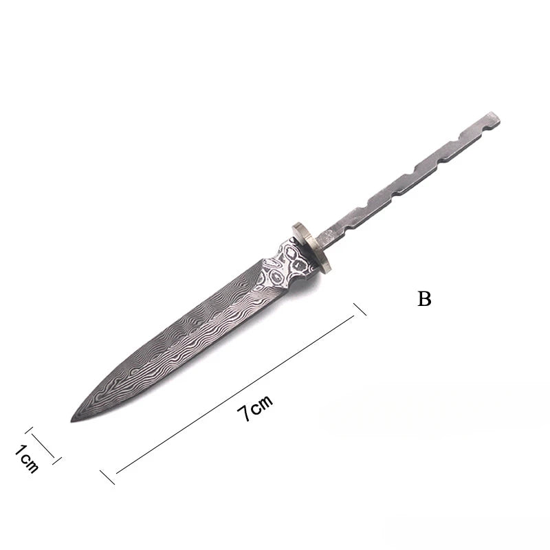 7cm Damascus Steel Tea Knife Billet – DIY Tea Cutter Tool Tea Knife Billet Qst B