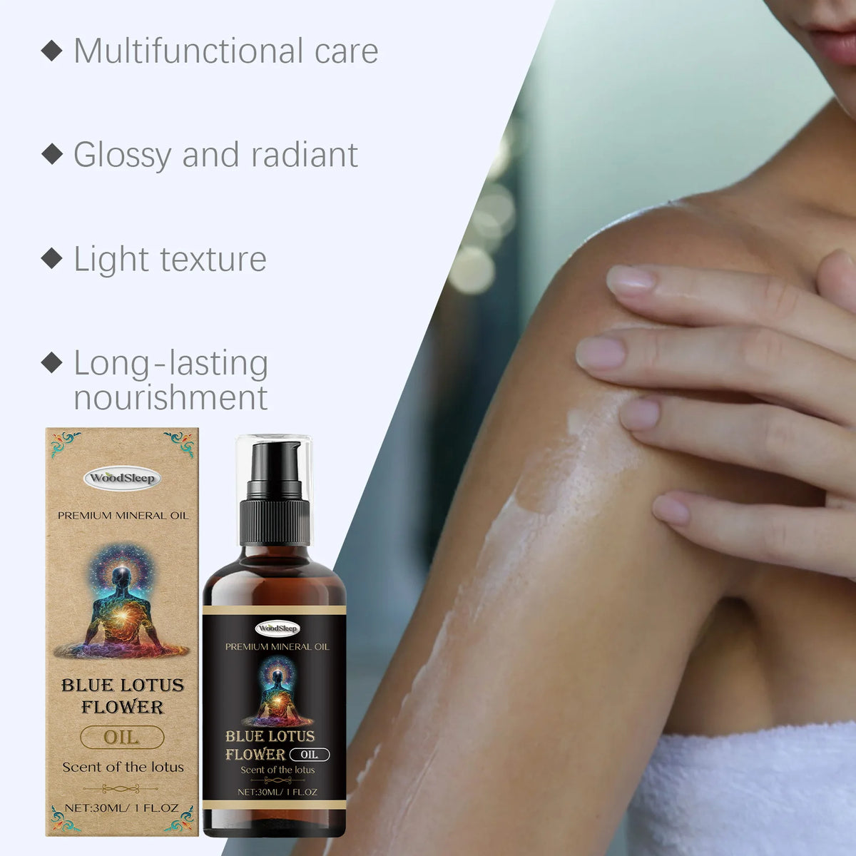 Woodsleep Blue Lotus Retinol Vitamin E Multipurpose Body Oil Multipurpose Body Oil Qst