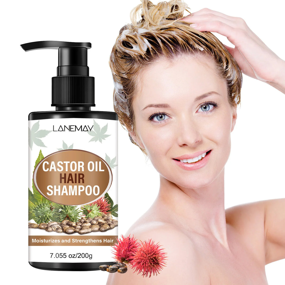 Lanemay Castor Oil Herbal Shampoo – Moisturizing & Strengthening Herbal Hair Shampoo Qst