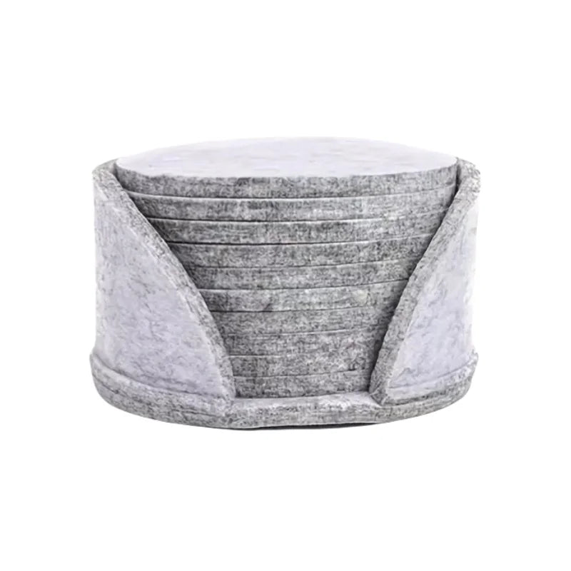 Round Felt Coasters – Heat Resistant & Absorbent Set of 10 Felt Coaster Set Qme Light Grey