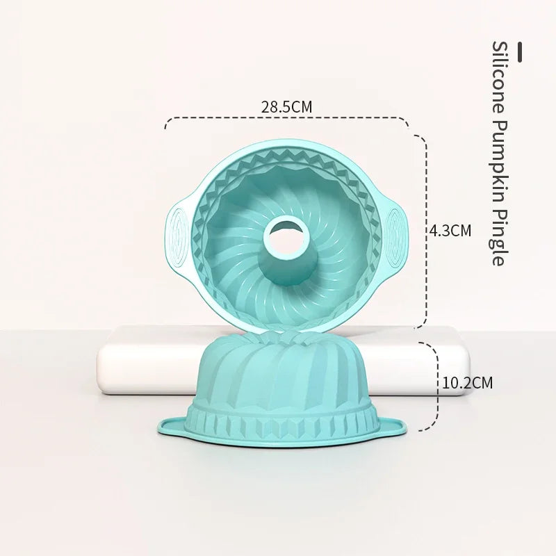 Non-Stick Silicone Fluted Tube Cake Pan | 3D Bundt Mold Silicone Cake Mold Qme Pumpkin