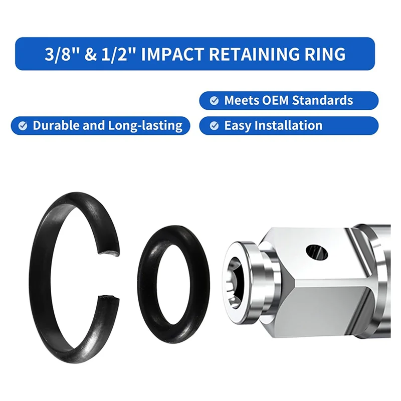 Impact Wrench Retaining Ring Clip & O-Ring Set 1/2" & 3/8" Impact Wrench Accessories Qme