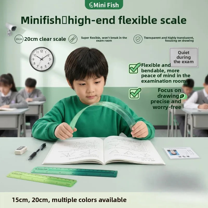 Flexible Rainbow Ruler 15cm/20cm – Dual Cm & Inch Scale Flexible Soft Ruler Qst