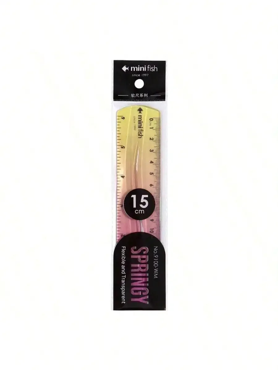 Flexible Rainbow Ruler 15cm/20cm – Dual Cm & Inch Scale Flexible Ruler Qst 15cm-yellow