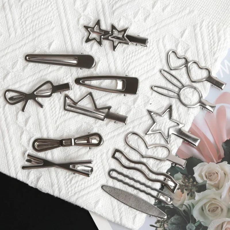 Y2K Metal Duckbill Hair Clips – 28 Pcs Barrette Set Hair Clip Set Qme