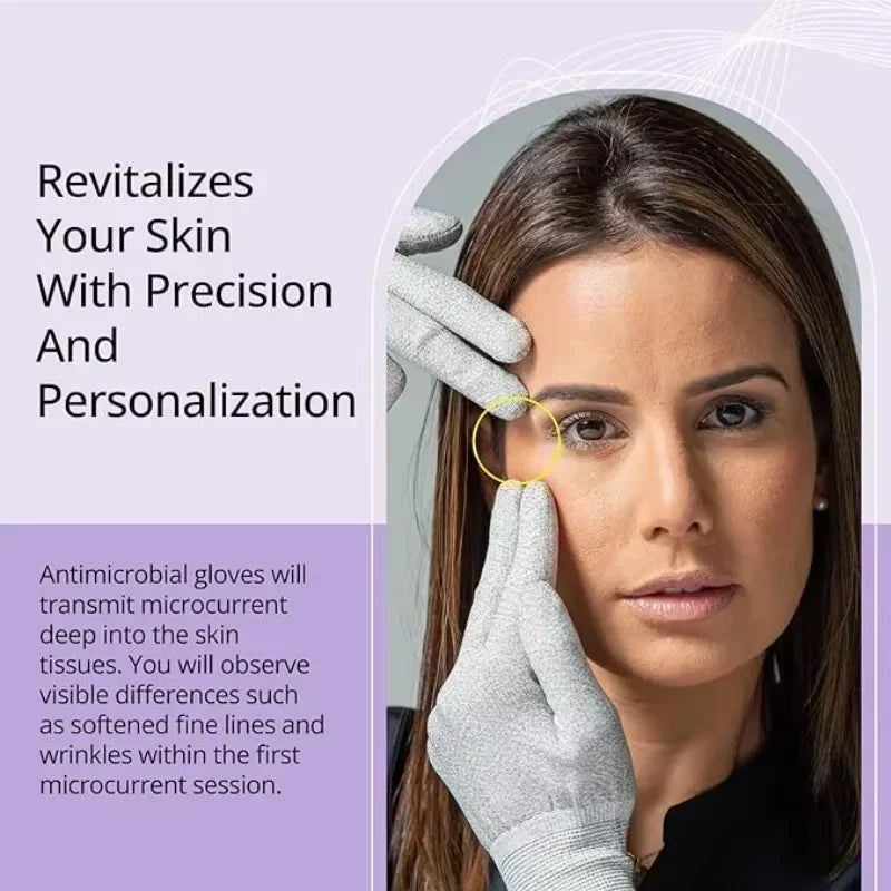 Microcurrent Facial Gloves – Silver Fiber Anti-Aging Skin Tool Microcurrent Skin Tool Qst