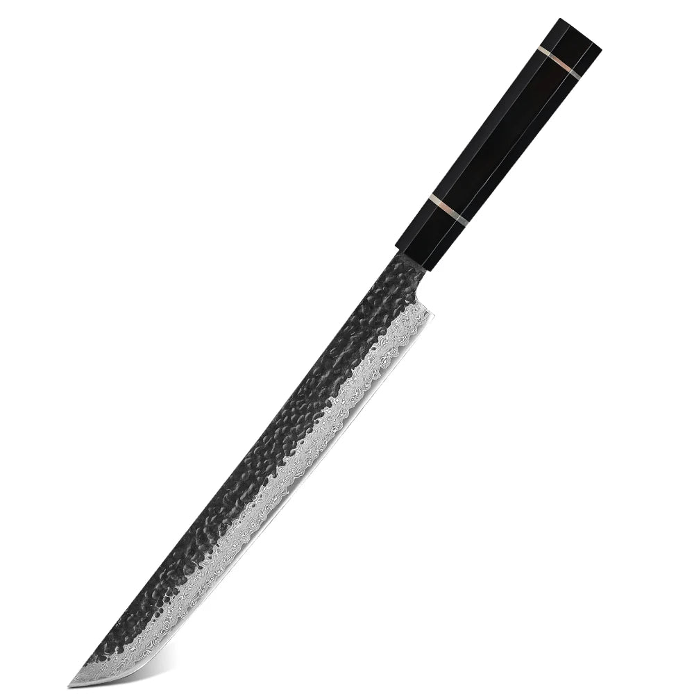 TURWHO Damascus Steel Sashimi Slicing Knife 10.5" DIY Handle Damascus Kitchen Knife Qst Resin 6 10.5 inch