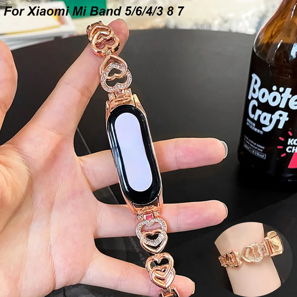 Xiaomi Mi Band 8 7 6 5 4 3 Love Heart Metal Fashion Strap Smartwatch Band Qme