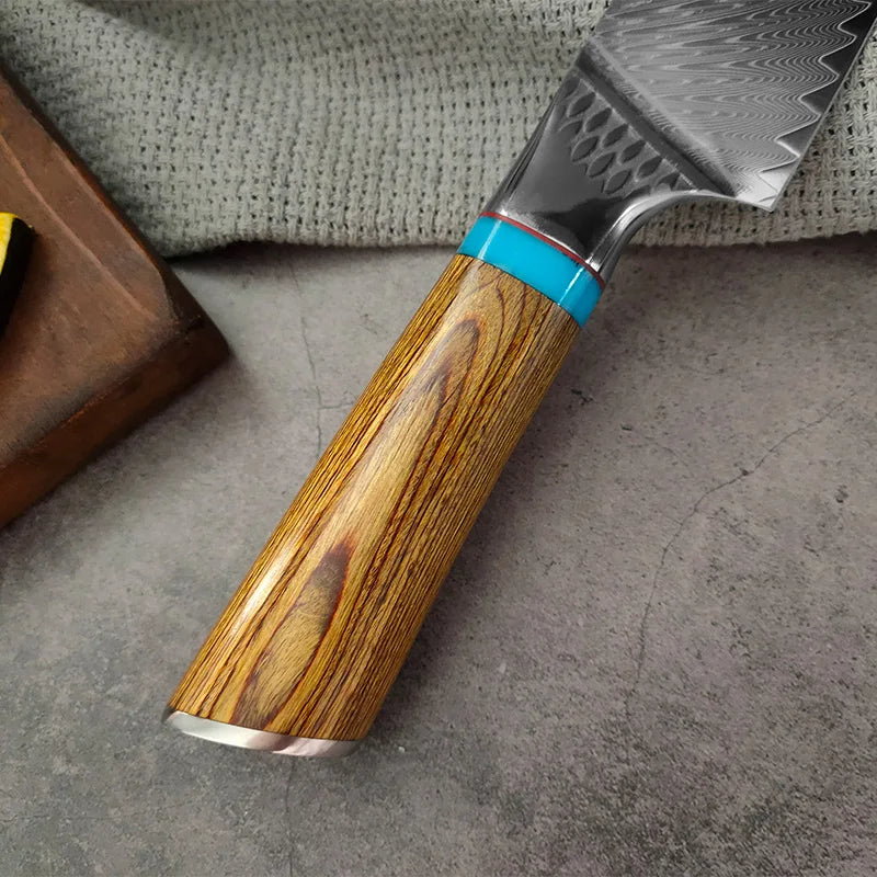 67-Layer VG10 Damascus Steel Kitchen Knife Set – Wood Handle Damascus Knife Set Qst