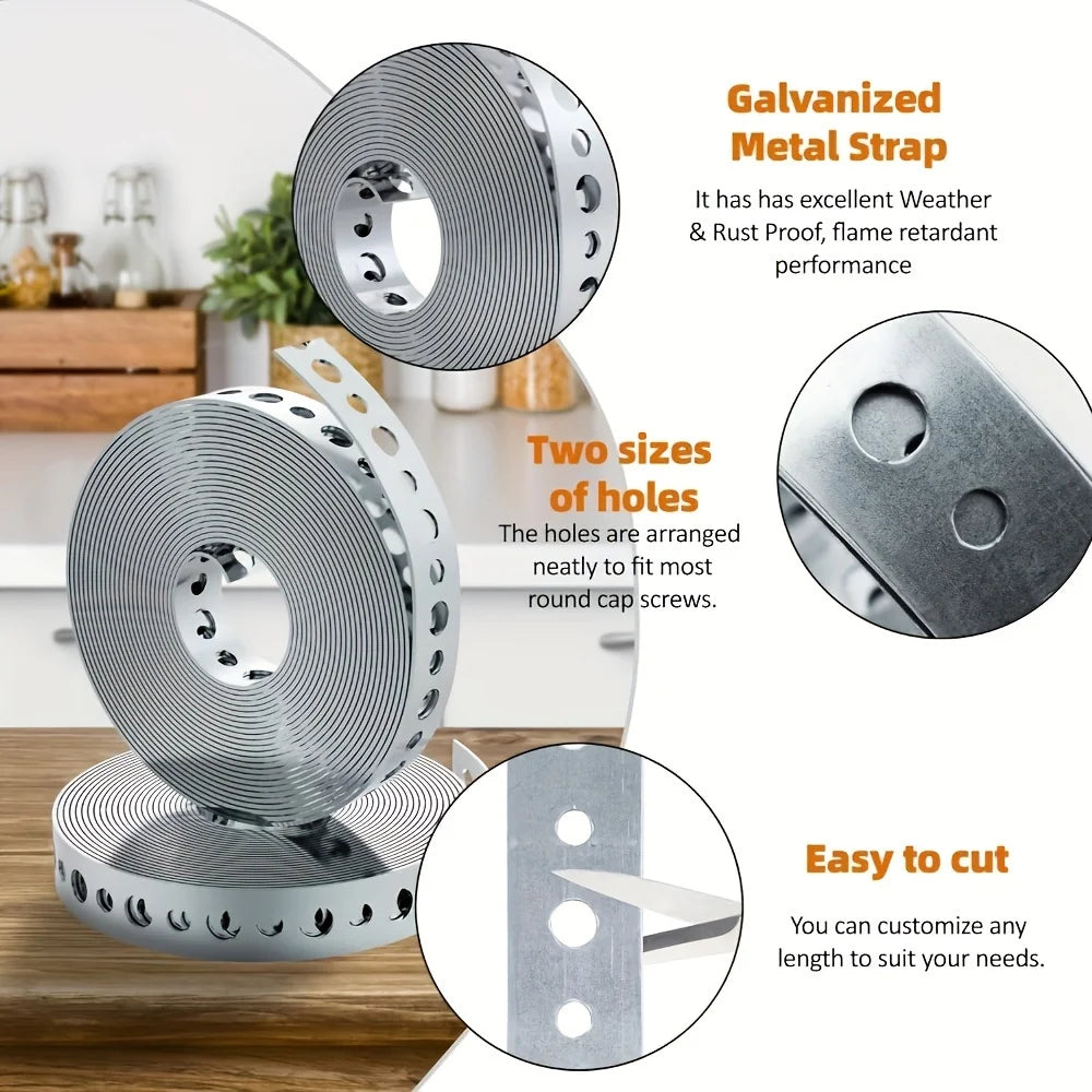 Galvanized Steel Pre-Punched Multi-Slot Pipe Strap Tape Roll Pipe Strap Tape Qme