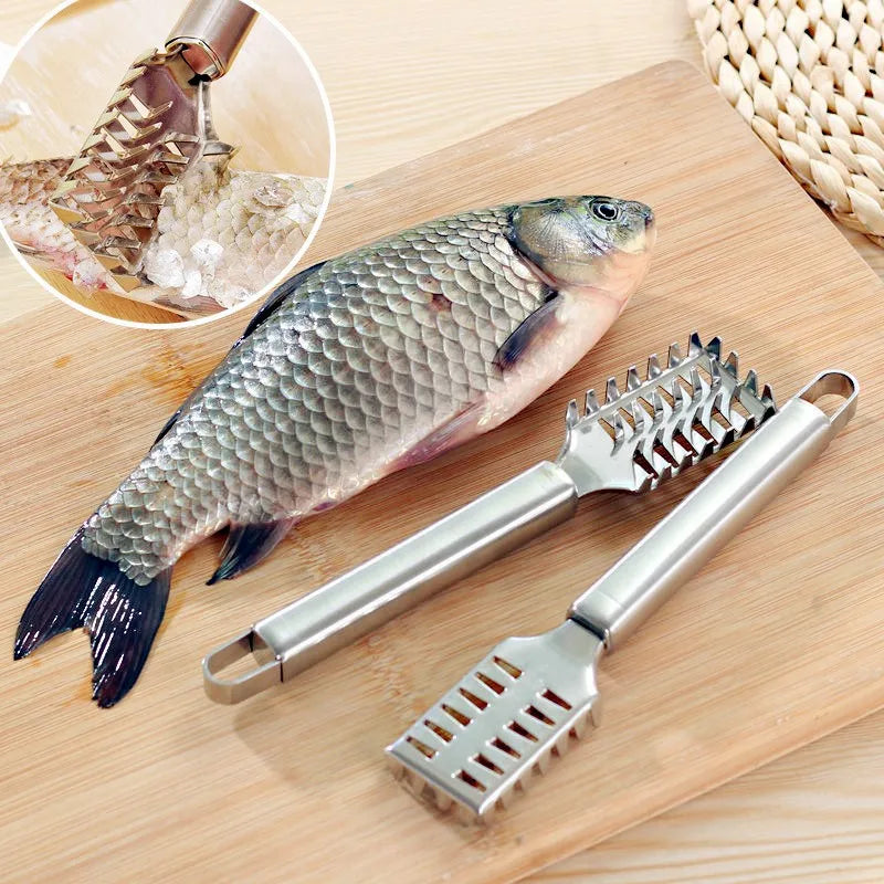 Stainless Steel Fish Scaler & Boning Knife | Sawtooth Scraper Fish Scaler Knife Qme