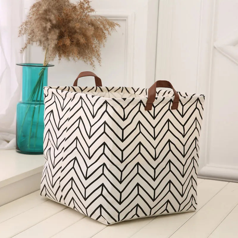 Foldable Cotton Linen Laundry Basket & Clothes Organizer Foldable Laundry Basket Qme Geometry