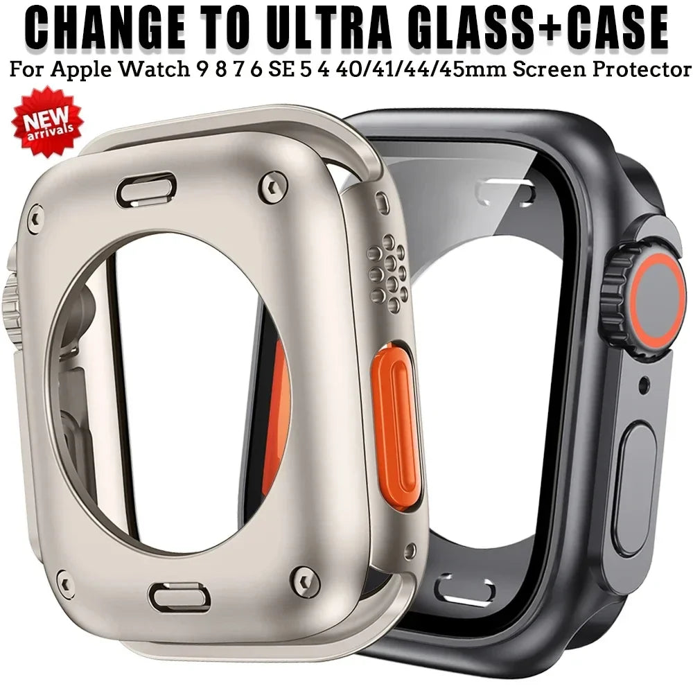 Apple Watch Series 9 8 7 SE Hard Case & Screen Protector 44 45mm Smartwatch Case Qme
