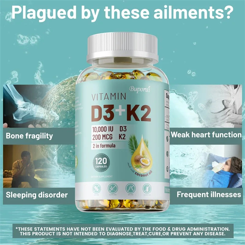 Vitamin D3 & K2 Supplement – Bone, Heart & Immune Support Vitamin Supplement Qst