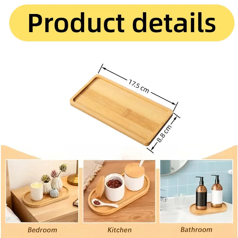 Eco-Friendly Bamboo Oval Tray Set | Non-Slip Wood Serving Trays Bamboo Serving Tray Set Qme Rectangle