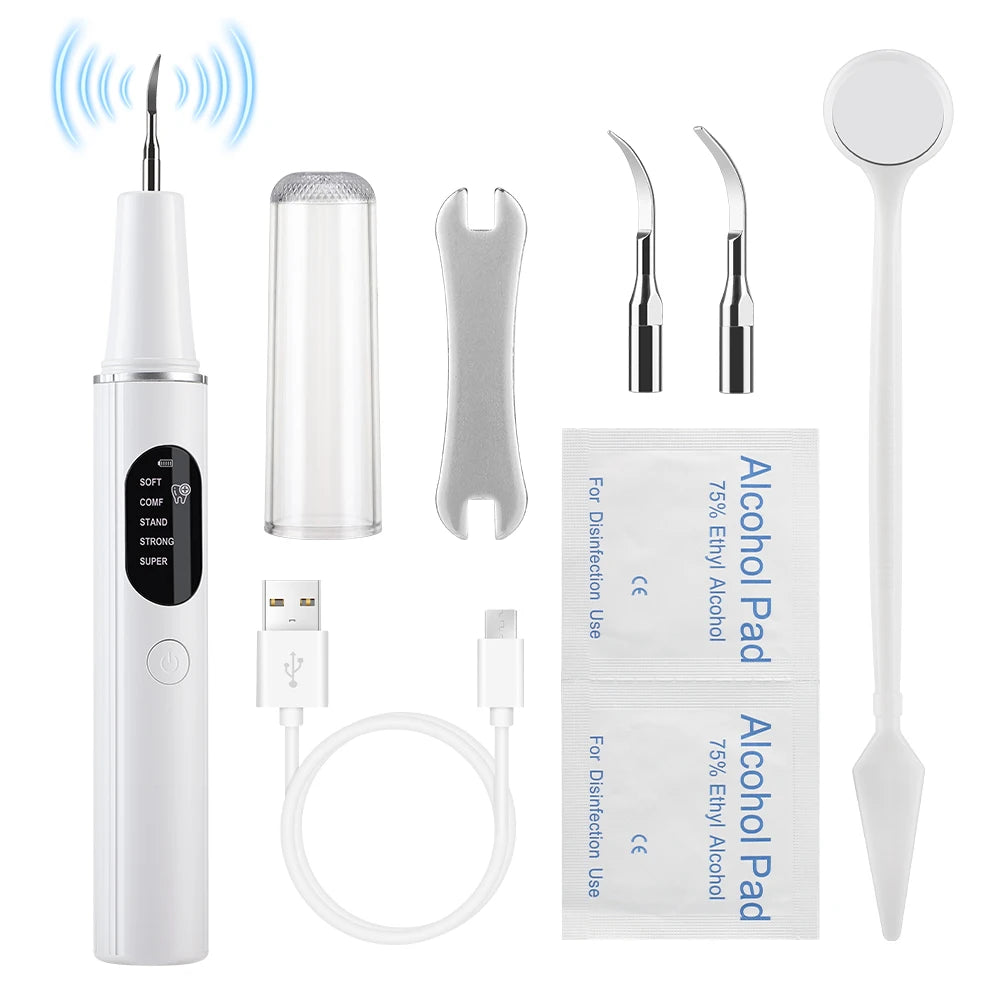 Ultrasonic Dental Scaler – 5-Mode Tartar & Plaque Remover Ultrasonic Dental Scaler Qst WHITE