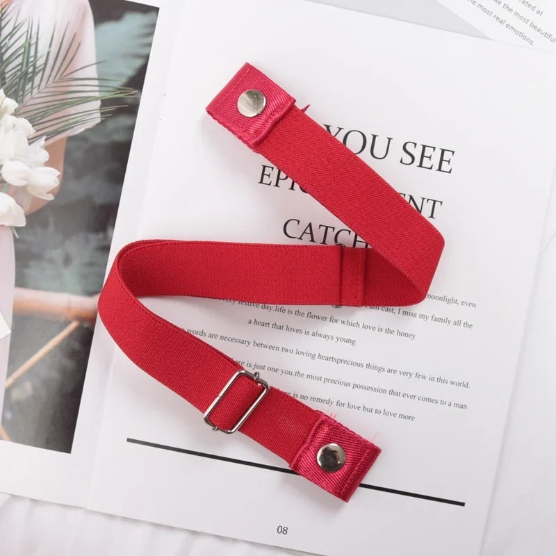 Women's Buckle-Free Elastic Invisible Belt – 29 Colors Elastic Invisible Belt Qme Red 60-95cm China Mainland
