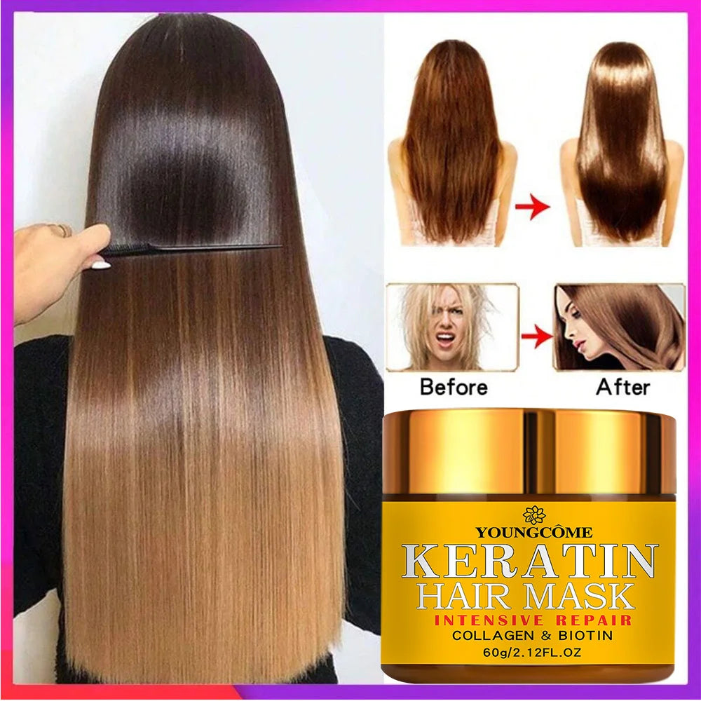 YOUNGCOME Keratin Hair Mask – Biotin, Collagen Treatment Keratin Hair Mask Qst