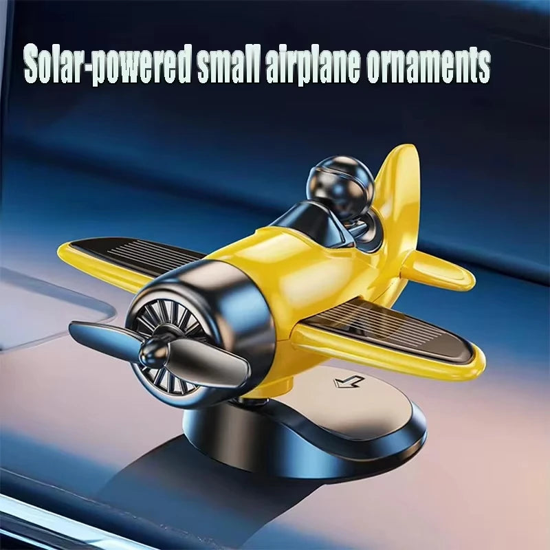Solar Rotating Airplane Car Dashboard Ornament 360° Spin Car Dashboard Ornament Qst