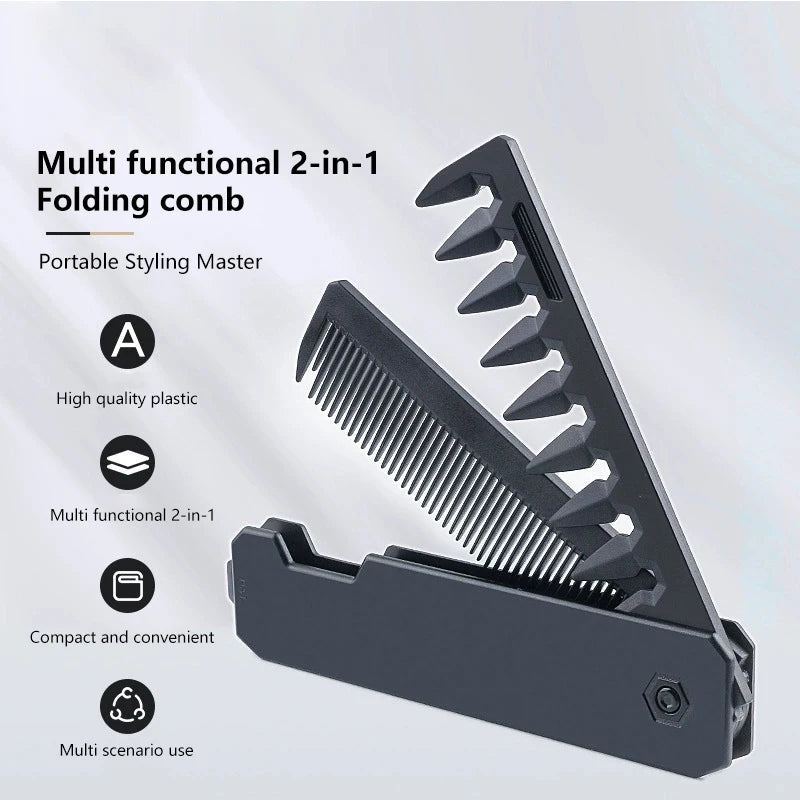 2-in-1 Folding Pocket Comb – Wide & Fine Tooth Hair & Beard Folding Hair Comb Qst