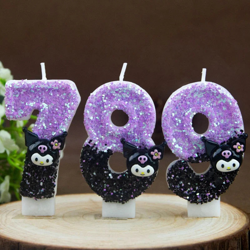 Kuromi Birthday Candles 0-9 Number Cartoon Cake Topper Birthday Cake Candles Qme