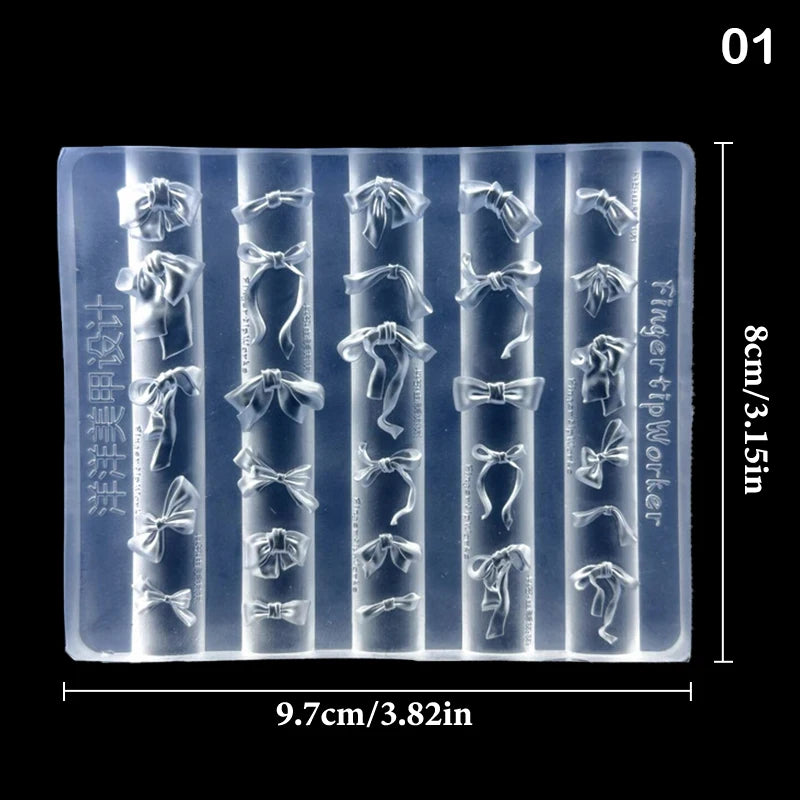 3D Bow Silicone Nail Art Mold – DIY Ribbon Bowknot Manicure Silicone Nail Mold Qst 1