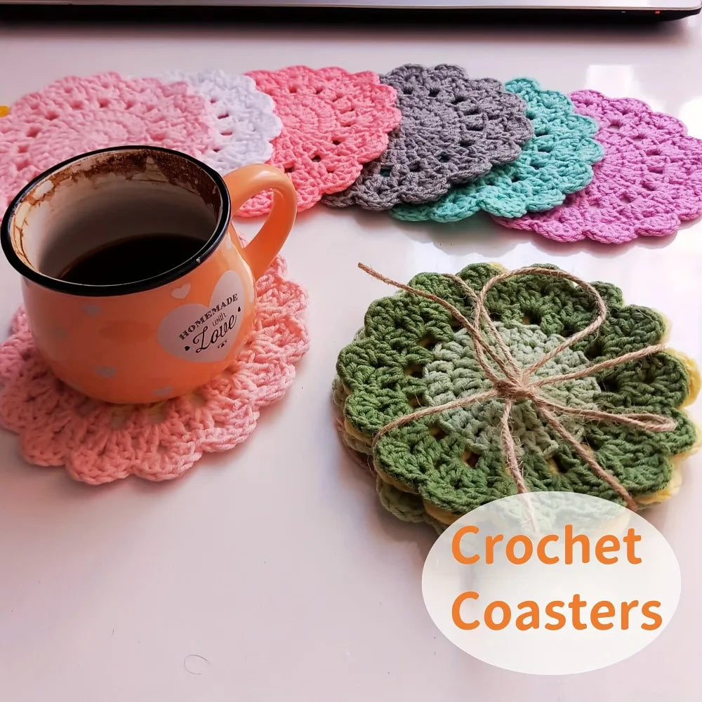 Handmade Crochet Flower Drink Coasters – Table Decor & Gift Crochet Drink Coasters Qme